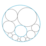 Inversion of 12 tangent circles from a pentagonal cupola onto a plane